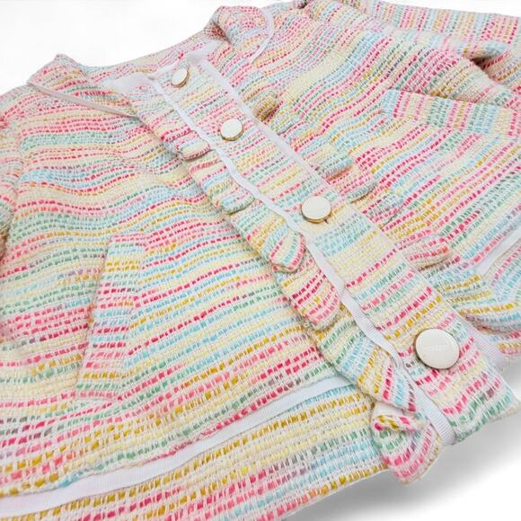 Janie & Jack Easter Bouquet Boucle Tweed Blazer Girls 6 Pastel Rainbow Cluelesss - Picture 2 of 8